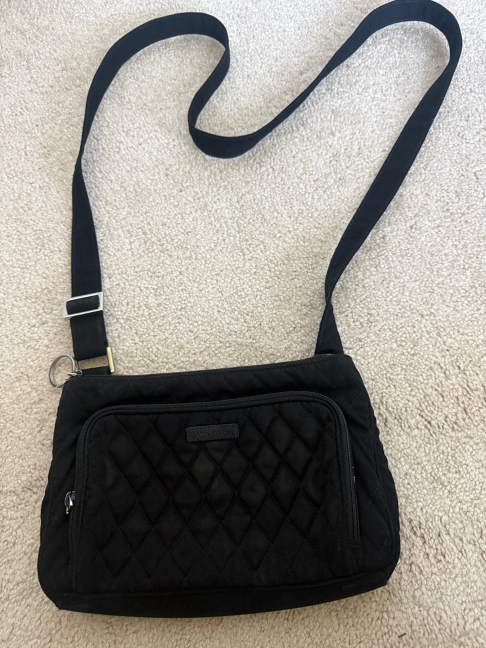 Vera Bradley Black Quilted Crossbody Bag w/ Floral Interior